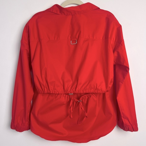 NEW INCLAN Studio Red Cotton Poplin Harden Back Cutout Minimalist Blouse Top M - Picture 5 of 9